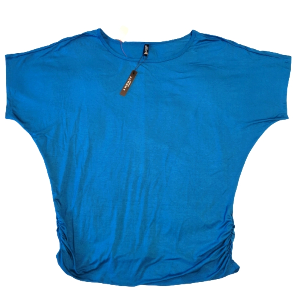 Johnny designed in California woman's Teal Ruched Cape Sleeve Top size XXXL